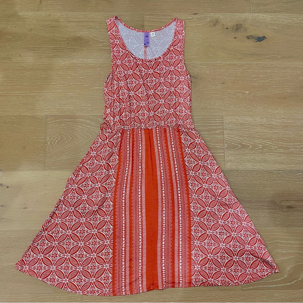 Alga Coral and White Tank Dress Women's Size Medium